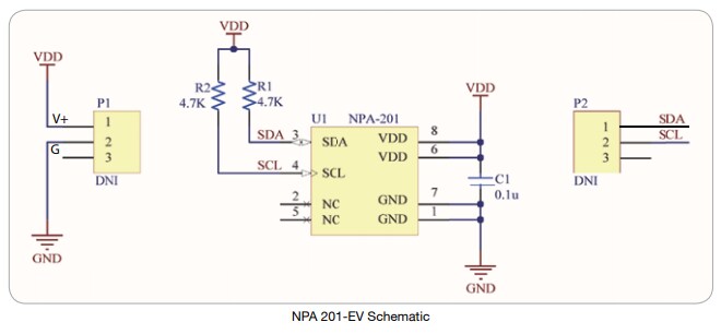 Schematic - Amphenol Advanced Sensors NovaSensor NPA 201-EV Pressure Sensor Eval Board Schematic - Amphenol Advanced Sensors NovaSensor NPA 201-EV Pressure Sensor Eval Board
